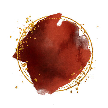 Brown Luxury Watercolor Logo with Golden Frame
