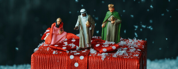 the magi on a gift box, web banner