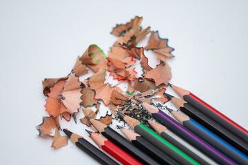 nine sharp pencils on a white background 