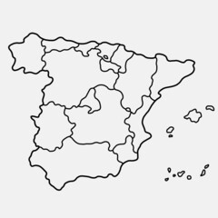 doodle freehand drawing of spain map.