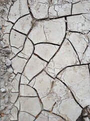Dry cracked ground texture, top view
