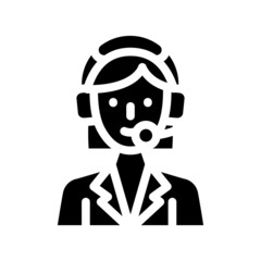 call center worker glyph icon vector. call center worker sign. isolated contour symbol black illustration