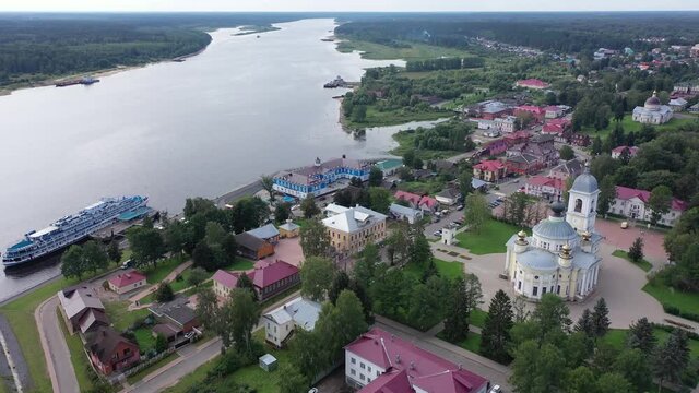 City of Myshkin. Aerial view of the Assumption Cathedral. Russia