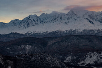 snow covered mountains