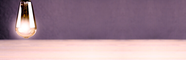 Edison's light bulb. Idea. Glass bulb. Light