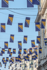 Thousands Bosnian flags on Ferhadija street for Independence Day