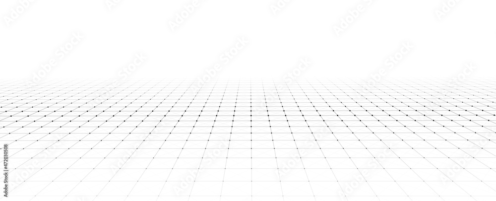 Wall mural wireframe landscape. vector perspective grid. digital space. mesh on a white background.