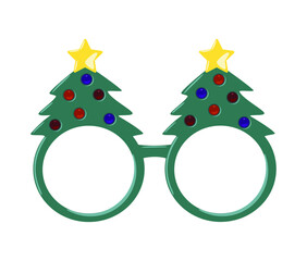 Christmas glasses with elegant Christmas trees and a star on top. - 472030737