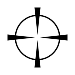 Black line icon in scope or crosshair shape