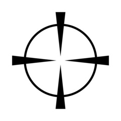 Black line icon in scope or crosshair shape