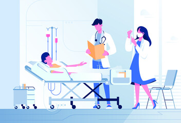 Young Person Lies with Dropper at the Hospital