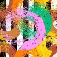 Foto op Plexiglas seamless abstract background pattern, with circles, stripes, paint strokes and splashes © Kirsten Hinte