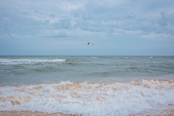 Stormy rain clouds over sea