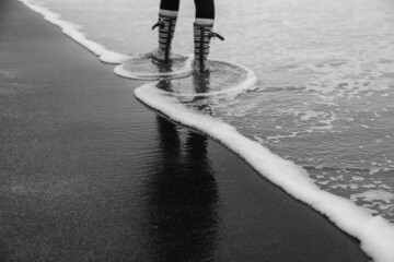 walking on the beach