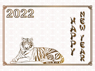 Chinese New Year 2022 Golden Year of the Tiger. Backgrounds, banners, cards, posters. Oriental zodiac symbol of 2022.