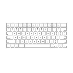 Computer keyboards. Modern, compact keyboard in white and black color. Technology design. Keyboard with alphabet.