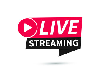 Live streaming. Internet broadcast. Live webinar button. Vector illustration. Web design. Online concept. Stock image. EPS 10.