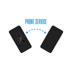 Broken and repaired smartphone isolated on white background. Mobile service, repair concept. Vector illustration. EPS 10.