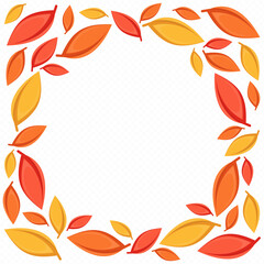 Autumn leaves wreath in flat style, colored leaves isolated set, autumn elements, banner. Red, orange, brown and yellow falling autumns leaves. Vector illustration EPS 10.