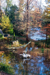 Teleosaurus  sculpture, Dinosaur park in Crystal Palace Park, London, England, UK