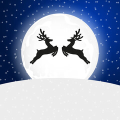Obraz na płótnie Canvas Reindeer silhouette the background of the moon 