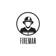 Fireman icon in flat style. Firefighter sign isolated on white background. Man in fireman uniform. Vector illustration EPS 10.