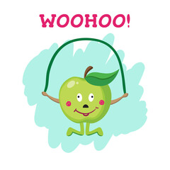 Rosy Apple jumping rope. Woohoo lettering
