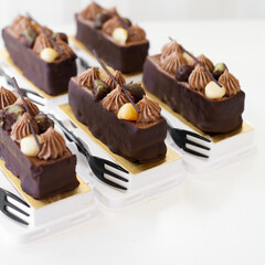 Hazelnut dark chocolate layer stick, delicacy dessert