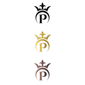 letter P with crown luxury logo letter mark free stock vector