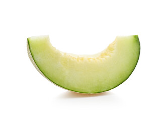 Slice of Japanese melons, honey melon or cantaloupe on white background