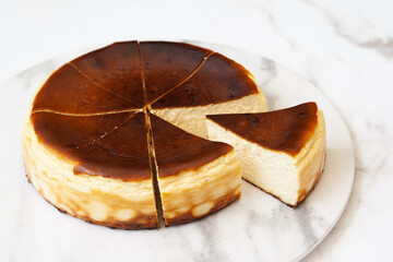 Homemade Basque burnt cheesecake slice