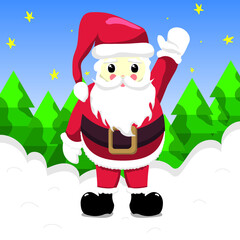 cute santa claus in winter forest