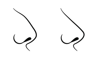 Nose contour, rhinoplasty. Curve and straight. Vector illustration, flat minimal cartoon design, isolated on white background, eps 10.
