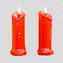 christmas candle on transparent background,clipping path