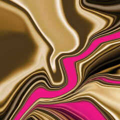 Luxury Psychedelic gold pink liquid marble fluid abstract art background design. Trendy gold pink marble style. Ideal for web, advertisement, prints, wallpapers.