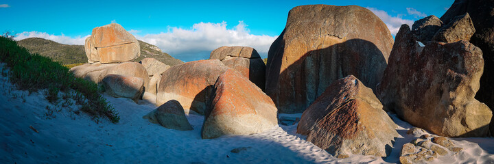 Squeaky Beach in the Wilsons Promontory National Park in Australia - Panorama