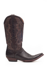 Leather cowboy boots on white background