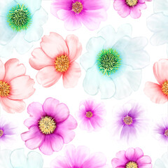 Fototapeta premium seamless pattern watercolor flower and leaves design