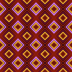 Seamless ornament. Rhombuses pattern. Diamonds backdrop. African style wallpaper. Ethnic motif. Geometric background. Digital paper. Geometrical web designing. Mosaic textile print. Vector art work