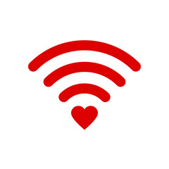 Wifi signal icon with red heart