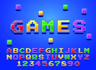 funny cartoon 3d colorful game pixels text effect