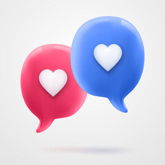 Realistic 3D speech bubble with colorful 3D heart.
3d vector talking cloud. Glossy speech bubble high quality vector. Shiny cloud foam vector.
