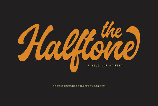 The Halftone. Original Retro Script Font. Vector