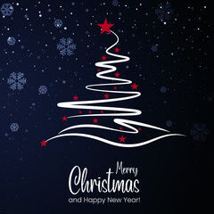 Christmas card with christmas tree. Merry christmas background