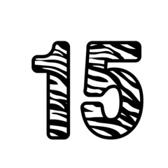 Number 15 with Zebra, fifteen
