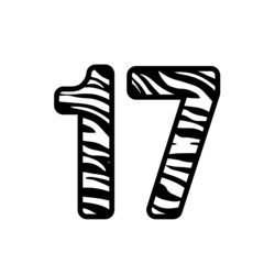 Number 17 with Zebra, seventeen