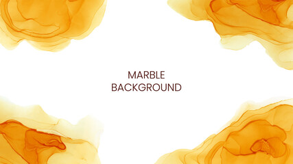 Orange marble art web background. Vector alcohol ink illustration.