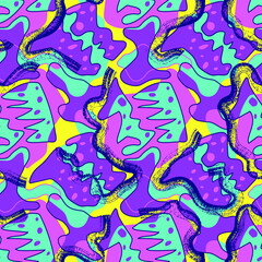 Unusual abstract seamless pattern with hand drawn wave shapes