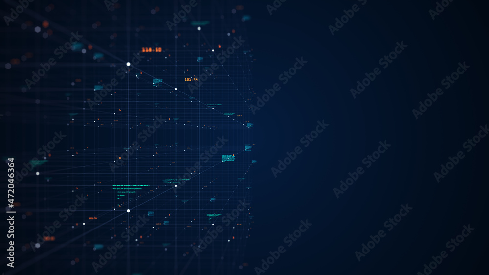 Poster big data concept. digital data flow. transferring of big data.