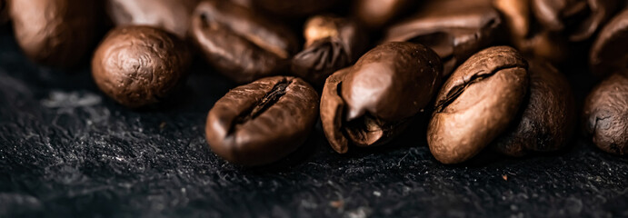 Coffee beans background, roasted signature bean with rich flavour, best morning drink and luxury...